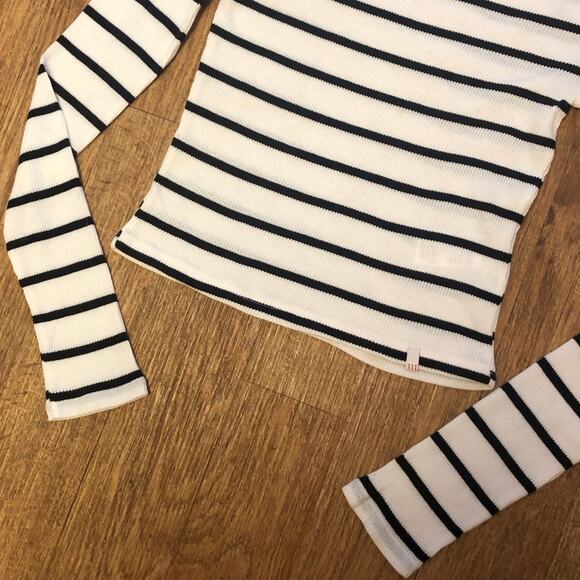 NWOT BDG Urban Outfitters Black White Willow Boatneck Long Sleeve Thermal Top - Picture 4 of 12